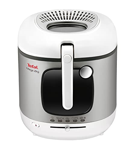 Tefal FR4800 Mega 2 kg Elektrische Fritteuse | 3,3 Öl-Kapazität | Anti-Geruchs-Filter | spülmaschinenfeste Teile | Sichtfenster | einstellbares Thermostat | Weiß/Edelstahl im Sale