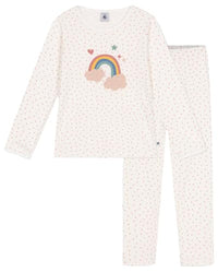 Thumbnail for Petit Bateau A0B86 Langarm-Pyjama Mädchen Marshmallow/Papaye 5 Jahre im Sale