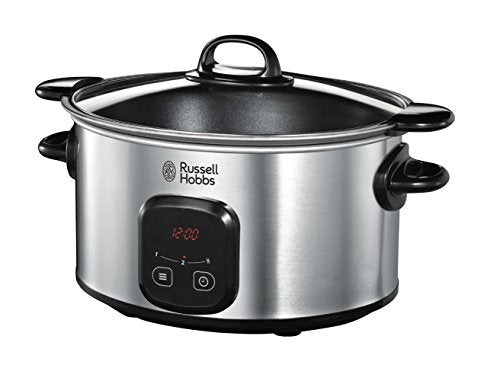 Russell Hobbs Slow Cooker [antihaftbeschichteter 6l -Gartopf, programmierbarer Timer/Garzeit] Schongarer Maxicook (3 Temperatureinstellungen & Warmhaltefunktion, 200W) Slowcooker 22750-56 im Sale