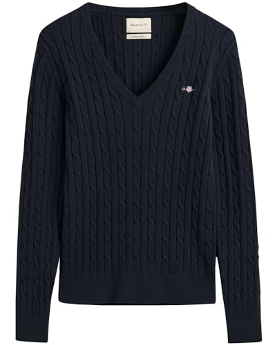 GANT Damen Stretch Cotton Cable V-Neck Pullover, Ruby RED, X-Large im Sale