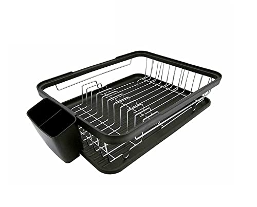 Invero Stilvolles Abtropfgestell für die Küchenspüle, mit abnehmbarem Abtropfschalenboden und Besteckhalter, ideal für alle Küchen, zum Trocknen von Tellern, Besteck und mehr, Schwarz (41x32x9.5 cm) im Sale
