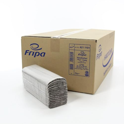 Papierhandtücher Fripa Plus natur 2400 Blatt 25x50 cm Handtücher naturell 100 % Recycling, C-Falz, 1-lagig im Sale