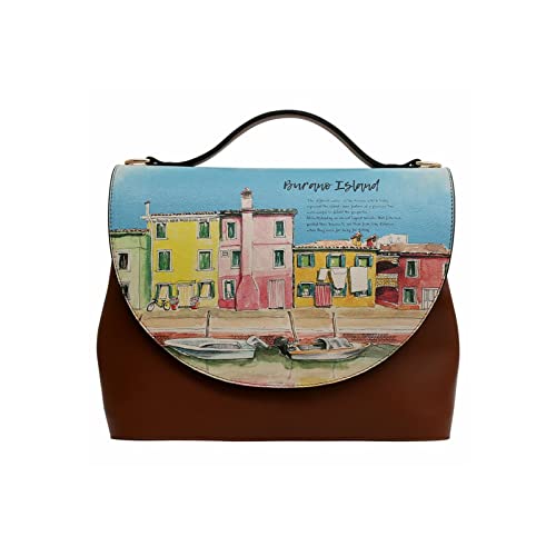 DOGO Vegane Damen Schultertaschen Umhängetaschen Handy Bag - Burano Island im Sale