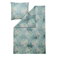Thumbnail for ESTELLA Mako Interlock Jersey bed linen Delicia, 1 duvet cover 135 x 200 cm + 1 pillowcase 80 x 80 cm, color 530/green on sale