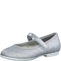 Thumbnail for s.Oliver girls' ballerina flats with glitter velcro fastening, silver, 31 on sale