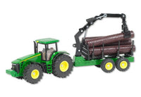 Thumbnail for siku 1954, John Deere tractor with forestry trailer, 1:50, metal/plastic, green, functional loading arm and grapple on sale