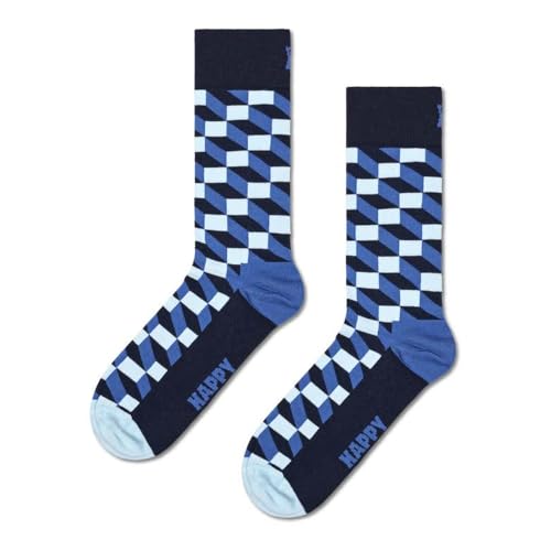 Happy Socks Men's Gevulde Optik Socks, Blue (Multi Dark Blue 068), One Size Large on Sale