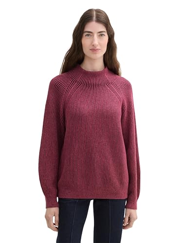 TOM TAILOR Women's RIPP Knit Sweater with Wool Content, 36333 - BlackBerry Rib Structure, on Sale