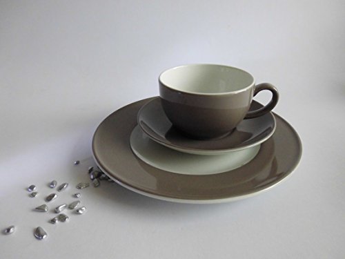 Dibbern Solid Color - Coffee cup 0.25 l mU + flat plate 21 cm - Pebble - NEW in Sale