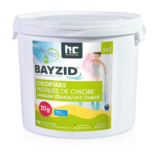 Chlor Tabletten langsam löslich 20g 1 x 5 kg BAYZID von Höfer Chemie zur dauerhaften Chlorung von Pool und Schwimmbad - Hochwirksam gegen Bakterien und Pilze im Sale