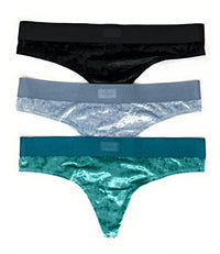 Thumbnail for Victoria's Secret Pinke Tanga-Slips, 3er-Set, mittelgroß, Samt, Schwarz/Kreideblau/Meer, Velvet Black/Chalk Blue/Sea, im Sale