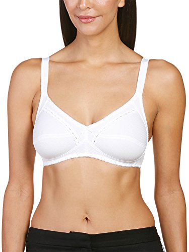 Naturana® Eleganter, Softer Baumwoll BH ohne Bügel [Cup A-F]: BH Soft Cup aus 100% Baumwolle I BH Baumwolle ohne Bügel I Baumwoll BH ohne Buegel 95 Weiss C