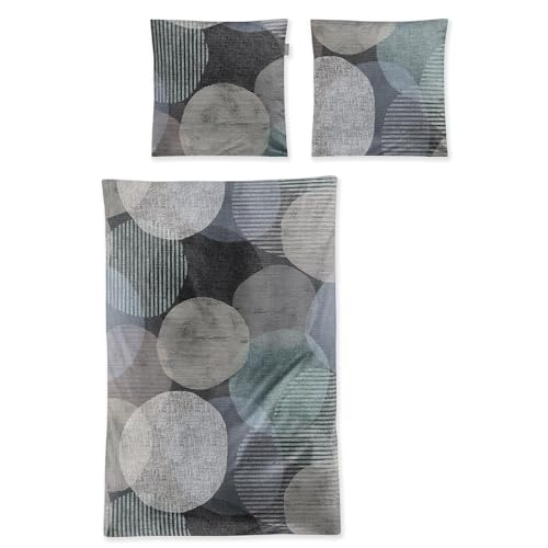 Irisette Flausch-Cotton Bettwäsche Zobel stein 8553 1 Bettbezug 135 x 200 cm + 1 Kissenbezug 80 x 80 cm im Sale