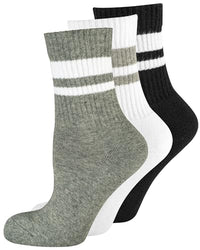 Thumbnail for Only the 3-pack retro tennis socks high sports socks with stripes made of breathable cotton for women on sale