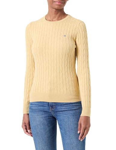 Gant Damen Stretch Cotton Cable C-Neck Pullover, Evening Blue, EU im Sale
