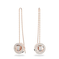 Thumbnail for Swarovski Hollow Drop Earrings, White and Rhodium-Plated Drop Earrings with Radiant Swarovski Crystals on Sale