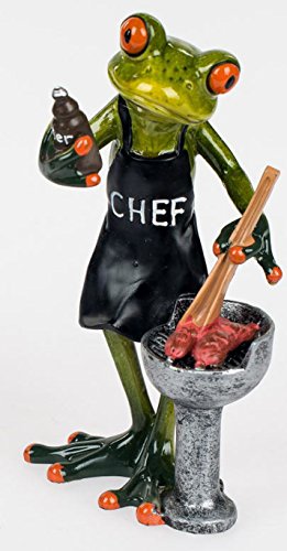 formano Dekofigur lustiger Grillfrosch mit Grillzange, hellgrün, 17 cm im Sale