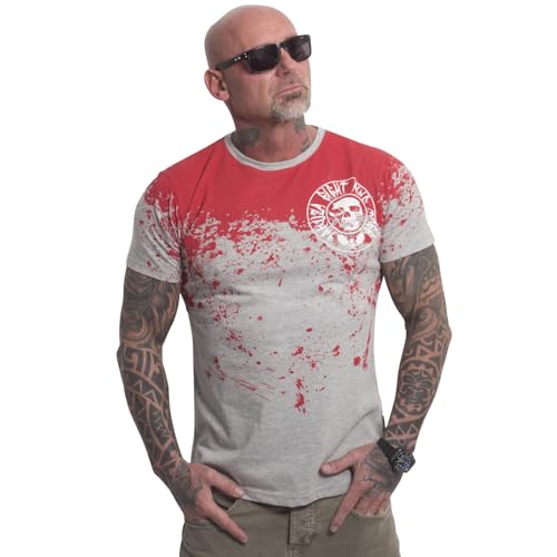 Yakuza Herren Splash Allover T-Shirt, Grau/Rot, im Sale