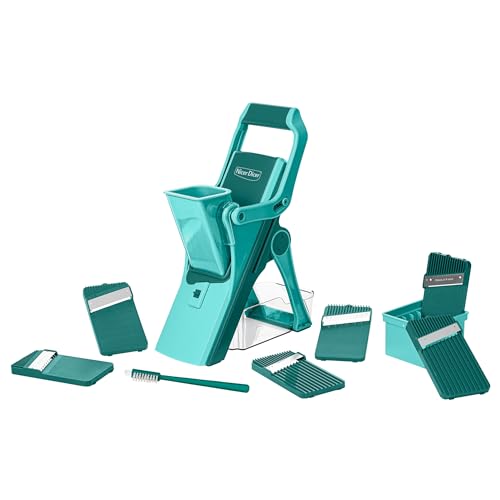 Genius Gemüseschneider Nicer Dicer Mando 12tlg., Gemüsehobel, Gemüse Schneider, Gurkenhobel, Mandoline Vegetable Chopper mit 6 austauschbaren Klingen, Küchenhobel für Scheiben Julienne Streifen im Sale