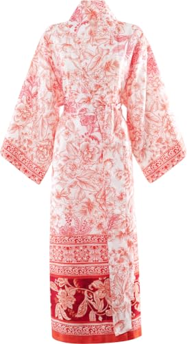 Bassetti CAPODIMONTE kimono, made of 100% cotton satin, in the color coral R1, on sale