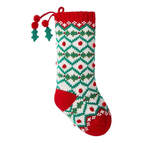BUTLERS Strick Weihnachtsstrumpf grün weiß - X-Mas - Nikolausstrumpf zum Befüllen Aufhängen | Deko Weihnachtssocke für Kamin Weihnachtsbaum Treppe | Nikolaus Strumpf Socke Geschenkbeutel Weihnachten im Sale