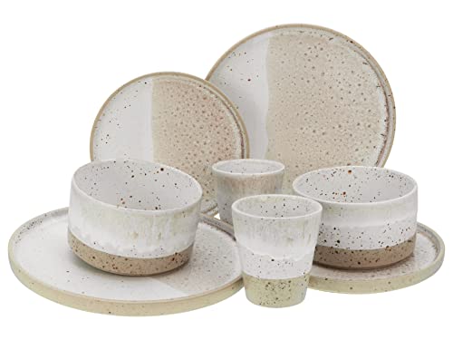 CreaTable, 23635, WHITE PEPPER series, 8-piece tableware set, stoneware combination service, dishwasher and microwave safe, Made in Portugal on sale