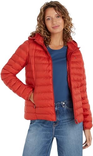 Tommy Hilfiger Damen Jacke Padded Global Stripe Jacket Übergangsjacke, Rot (Terra Red), im Sale