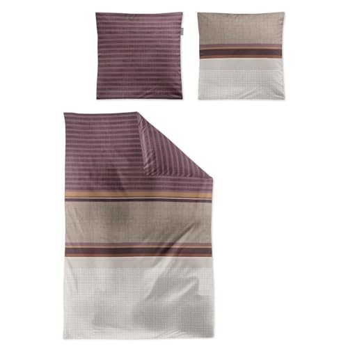 Irisette Mako-Satin Bettwäsche Wave 8563 beere 1 Bettbezug 135 x 200 cm + 1 Kissenbezug 80 x 80 cm im Sale
