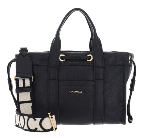 Coccinelle 2Day Signature Handbag Grained Leather Noir im Sale