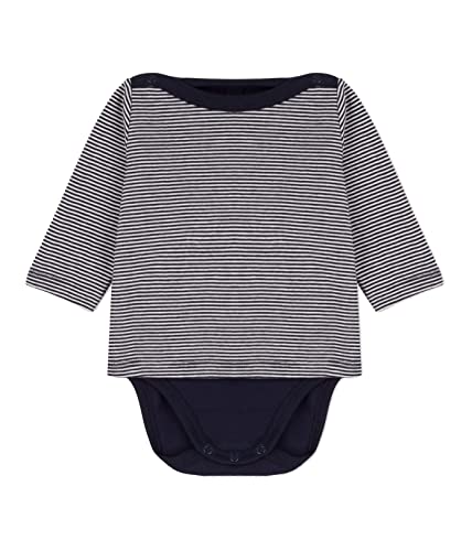Petit Bateau Unisex Baby Matrosen-Body mit langen Ärmeln, Blau Smoking / Weiss Marshmallow, 3 Monate im Sale