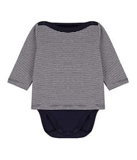 Thumbnail for Petit Bateau Unisex Baby Matrosen-Body mit langen Ärmeln, Blau Smoking / Weiss Marshmallow, 3 Monate im Sale