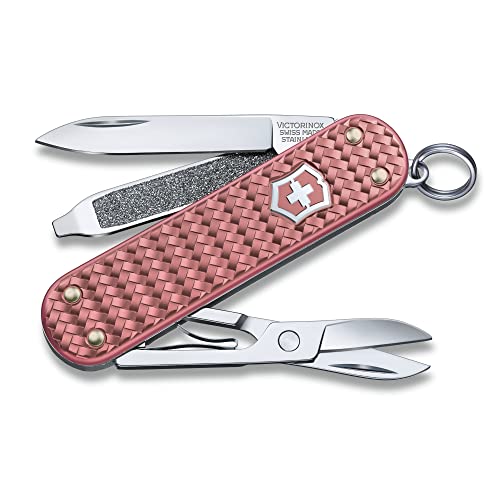VICTORINOX Taschenmesser Classic Precious Alox, 5 Funktionen, Multitool mit Schere, Schraubendreher, Schlüsselanhänger, inkl. Geschenkbox, Gentle Rose im Sale