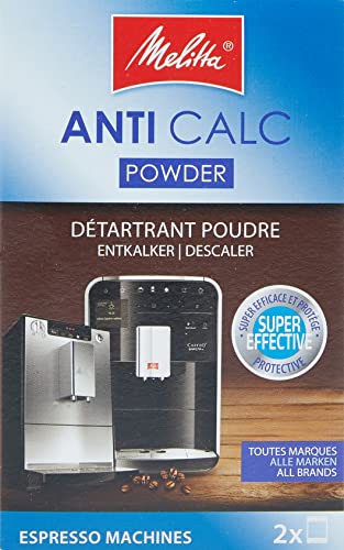 Melitta Anti Calc Reinigungspulver – Entkalker für Kaffeevollautomaten & Kaffeemaschinen, effektive Kalkentfernung, 2 x 40g Beutel im Sale