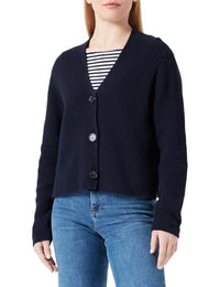 Thumbnail for Marc OߴPolo Damen Cardigan aus Bio-Baumwolle mit V-Ausschnitt, Blau (Night Sky), im Sale