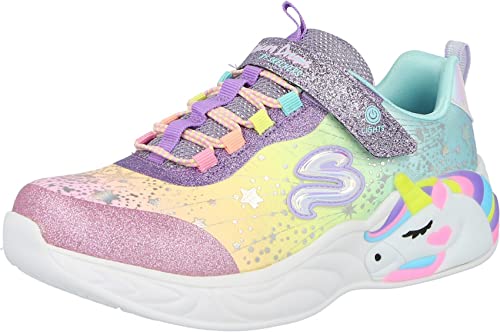 Skechers Girls' Unicorn Dreams Sneaker, Purple Textile Multi Trim, 29 EU on Sale