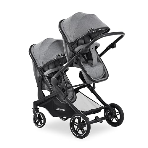 Hauck Zwillingskinderwagen Atlantic Twin (inkl. Babywanne für Neugeborene) - bis kg belastbar - Melange Grey im Sale