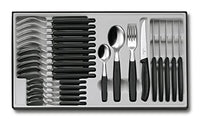Thumbnail for Victorinox, Swiss Classic, professional cutlery set, 24 pieces, extra sharp blade, serrated edge, 11 cm, robust plastic handle, stainless steel, black on sale