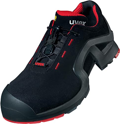 Uvex 1 Extended Support Arbeitsschuhe 85162 - Sicherheitsschuhe S3 SRC ESD - Gelochter Arbeitsschuh für Damen & Herren - Sicherheitsschuh mit Kunststoffkappe für Frauen, Schwarz/Rot, EU im Sale