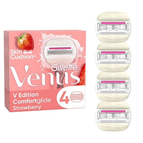 Gillette Venus Comfortglide Strawberry Edition Rasierklingen für Rasierer Damen, 4 Ersatzklingen für Damenrasierer