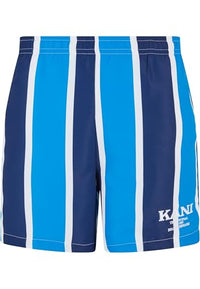 Thumbnail for Karl Kani Herren KM242-037-1 Retro Striped Boardshorts Aqua/Navy/White im Sale
