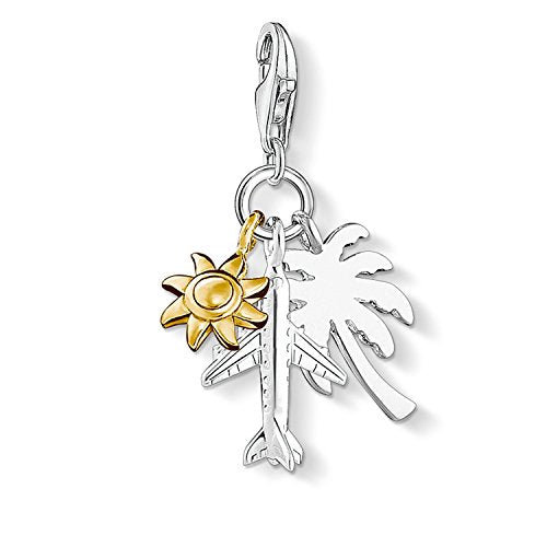 Thomas Sabo Damen Charm-Anhänger Sonne Flugzeug Palme Charm Club 925 Sterling Silber 1430-413-21 im Sale