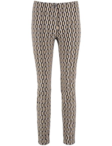 Gerry Weber Damen Gemusterte Stretchhose Gemustert 7/8 Länge Camel/Black Grafic Jacquard 46 im Sale