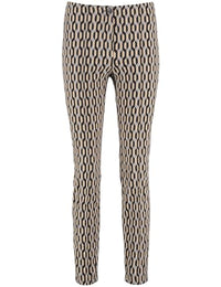 Thumbnail for Gerry Weber Damen Gemusterte Stretchhose Gemustert 7/8 Länge Camel/Black Grafic Jacquard 46 im Sale