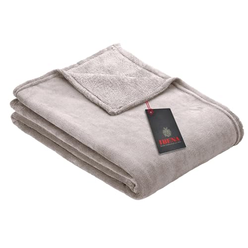 Ibena Kuscheldecke Olbia 150x200 cm - flauschig, warm & waschbar, Fleecedecke hellgrau einfarbig im Sale
