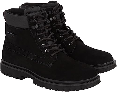 Calvin Klein Men's Eva Mid Laceup Boot Suede Ym0ym00802 Mid-Calf Boots Casual, Black Black Stormfront, 45 EU on Sale