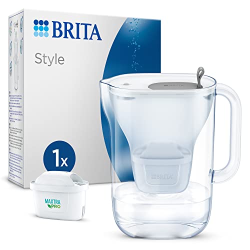 BRITA Water Filter Jug Style light grey (2.4l) including 1x MAXTRA PRO All-in-1 cartridge – water filter in a modern design for the refrigerator to reduce limescale, chlorine, and metals such as lead and copper on sale