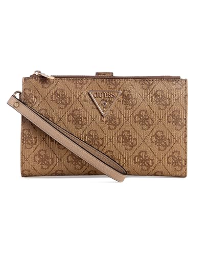 GUESS Laurel Damen-Geldbörse mit doppeltem Reißverschluss, Latte-Logo, Einheitsgröße im Sale