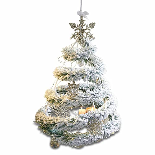 Loberon Weihnachtsbaum Vieux Fort, mit Kunstschnee, spiralförmige Optik, zum Aufhängen, Festliche Deko-Tanne, Kunstnadel-Baum, Weihnachtsdeko, Weihnachten, PVC, Eisen, Baumwolle, grün im Sale