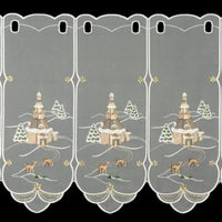 Thumbnail for Plauener Spitze Scheibengardine 45x160 cm Weihnachten Bistrogardine Stickerei Weihnachtsgardine Weiß im Sale