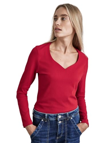 STREET ONE Damen A322227 Shirt Mit Herzausschnitt, Autumn Red,42 im Sale